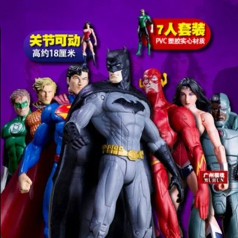 Liga da Justiça DC anime Batman Superman Aquaman Lanterna Verde Flash Mulher Maravilha Figura Modelo Ornamentos Personalizados Atacado