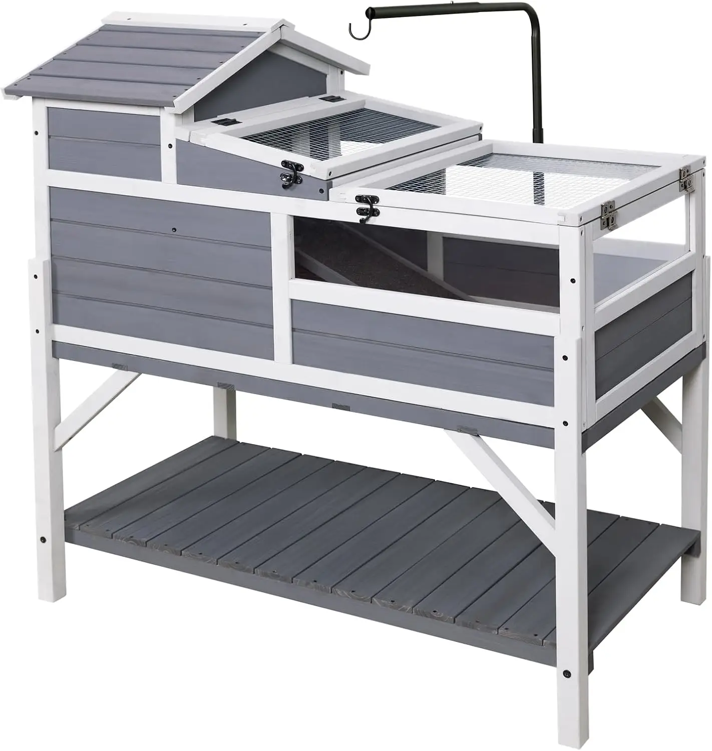 

Домик-террариум для черепах для дома и улицы, 3-комнатный деревянный вольер для рептилий с полками для хранения, балконом и 2 этажами для S-размера