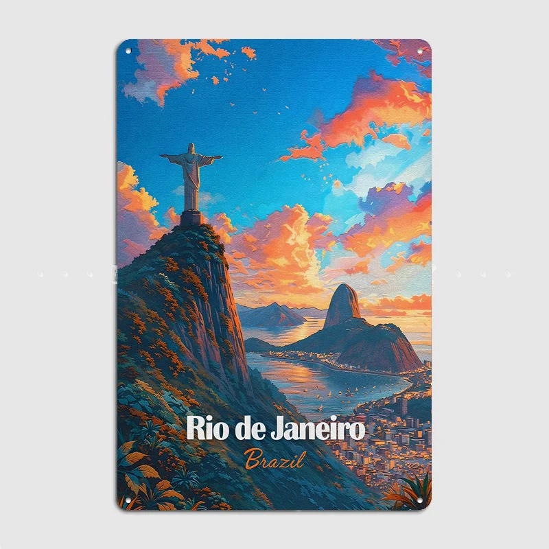 Rio de Janeiro Sunset Metal Custom Sign Living Room Wall Indoor Decor Room Decoration Bedroom Posters Home Decor