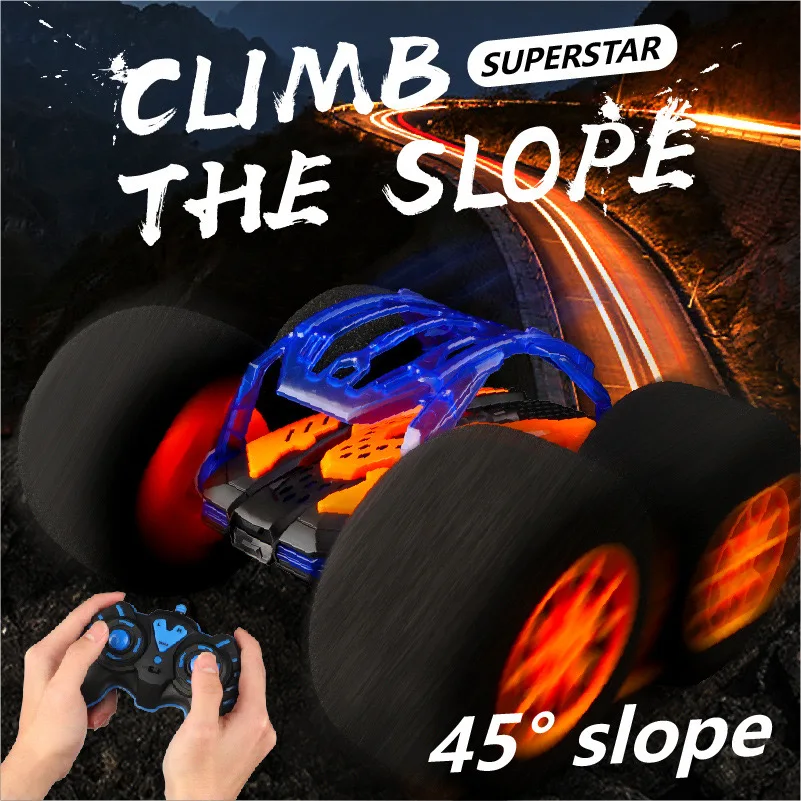 1 sponge four-wheel drive stunt car, wireless remote control toy car for boys and girls, 360 ° rotation and rolling