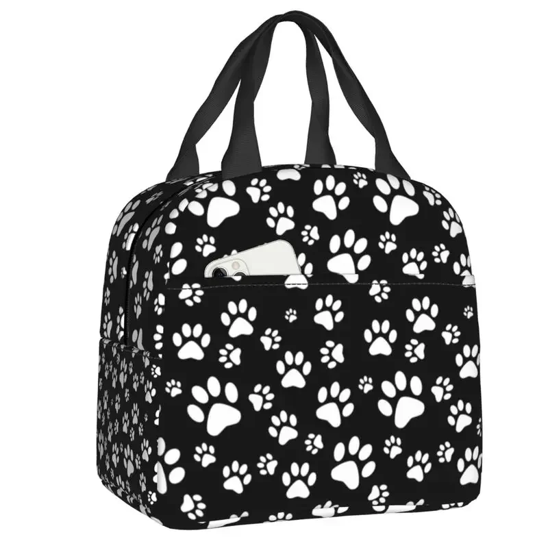 

Dog Paw Print Love Pattern Lunch Box for Women Animal Footprint Cooler Thermal Food Insulated Lunch Bag Picnic Tote Bags