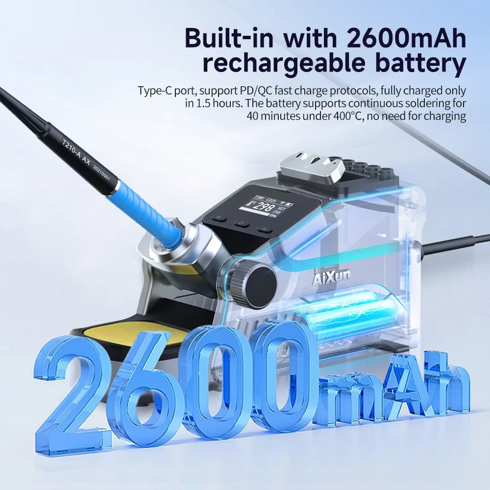 Aixun-T380 80W Estação de solda de aquecimento rápido Controle de temperatura de fusão rápida de estanho T210 T115 Lidar com máquina de solda para solda PCB