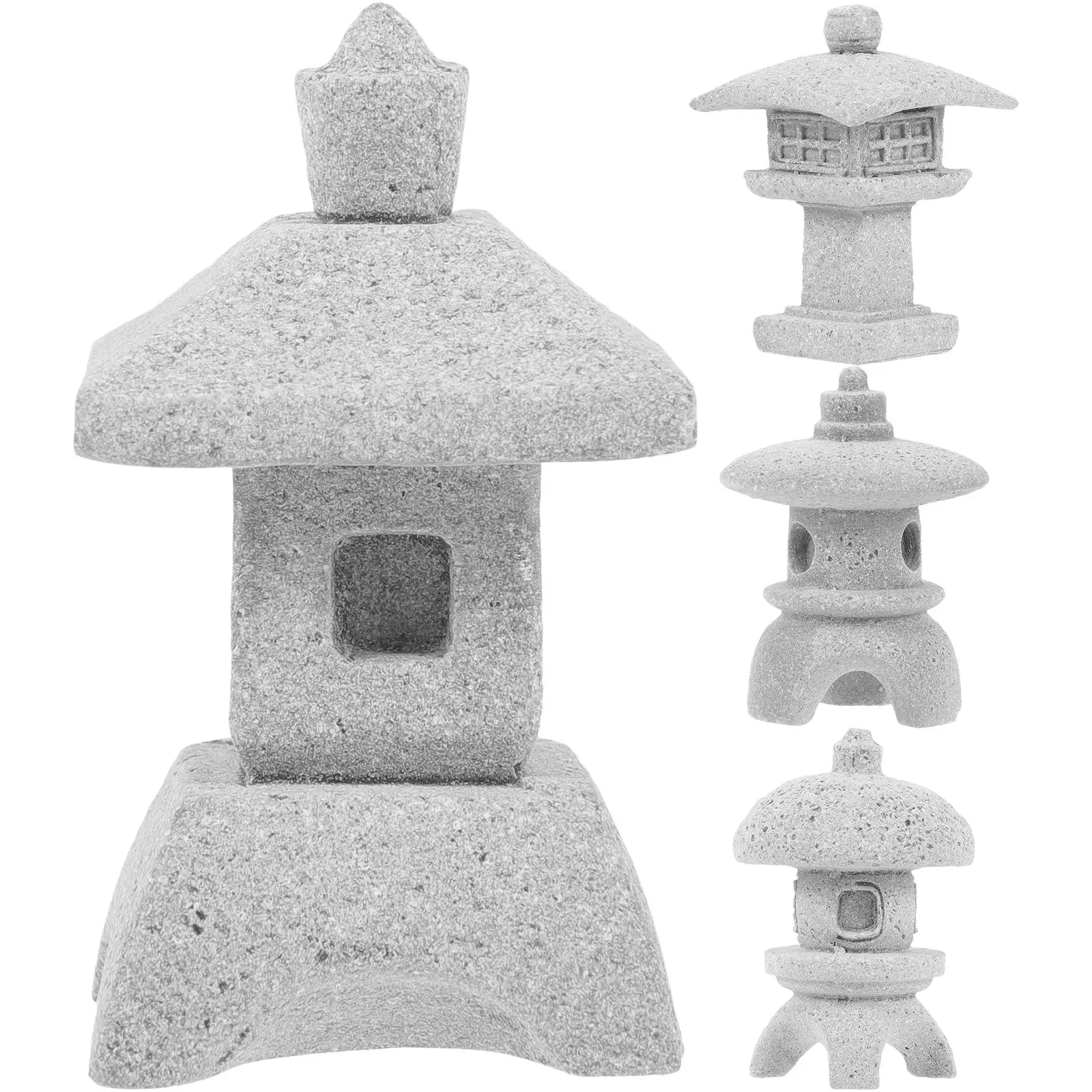 

4 Pcs Lantern Stone Statues Zen Garden Decor Mini Models Durable S stone Outdoor naments Balcony Yard Bonsai Layout Micro