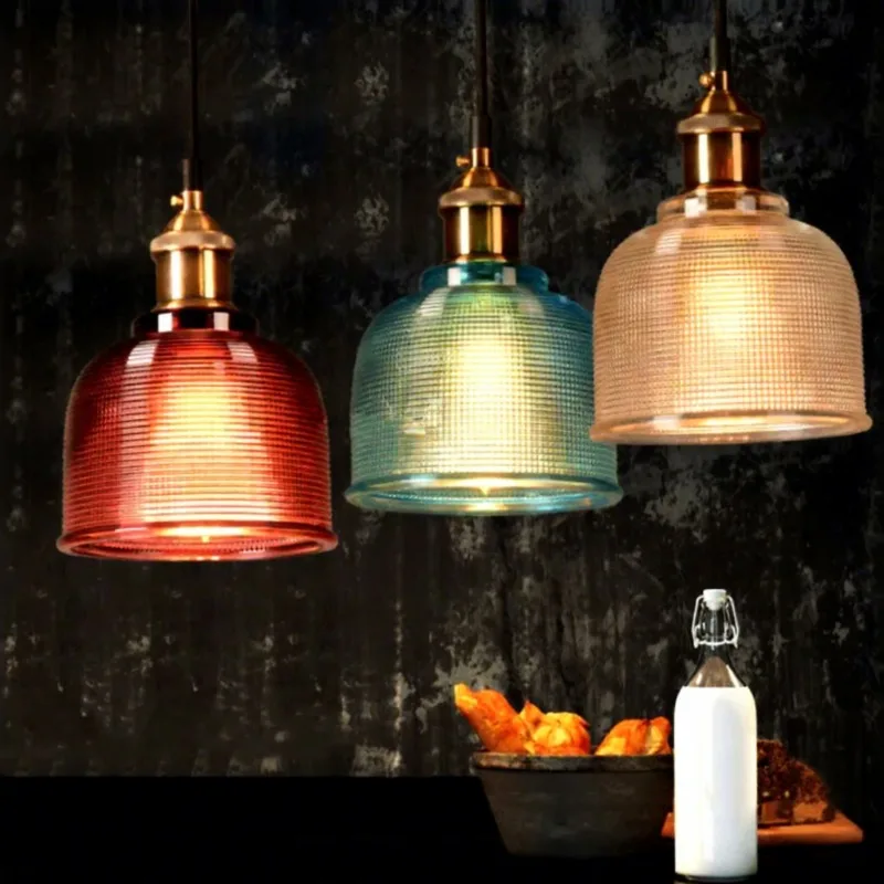 Crystal glass candy color lampshade single-head chandelier, suitable for high-quality and high-quality materials in restaurants