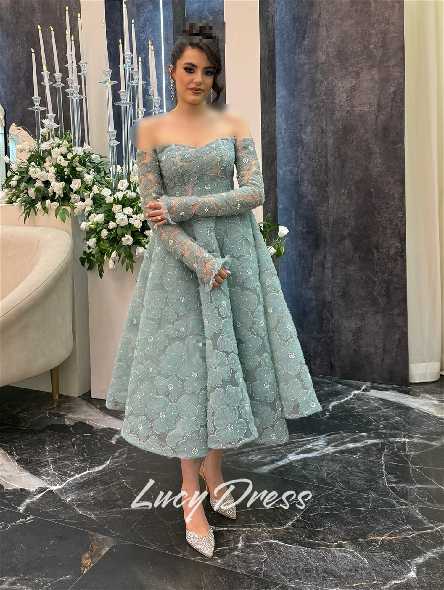 Lucy Abito da festa personalizzato Abiti da sposa e abiti da sera 2025 Abito da donna per occasioni speciali Abiti da ballo in tessuto floreale