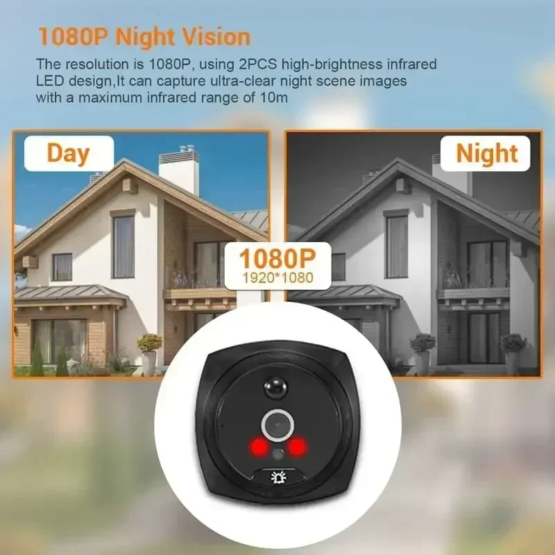 4.3-inch Motion Detection Monitor Cat Eye Digital Video Peephole Camera Video Security Recording Camera Night Vision Door Chime