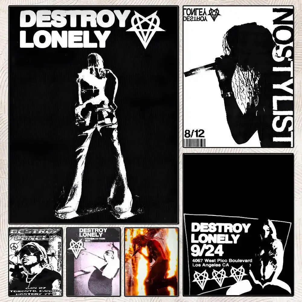 Pop Hip Hop Rapper Destroy Lonely Poster HD Posters Self-adhesive Waterproof Ideal For Living Room Bedroom Bar Decoration