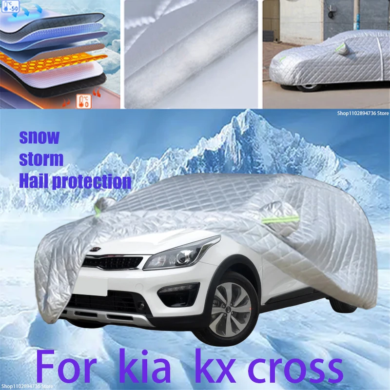 

For kia kx cross Outdoor Cotton Thickened Awning For Car Anti Hail Protection Snow Covers Sunshade Waterproof Dustproof