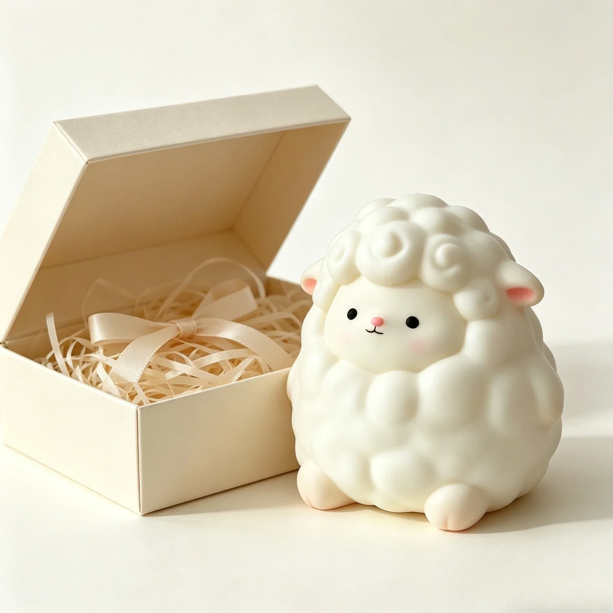 Fluffy White Lamb Squishy Toy Soft Slow Rising Squeeze Fidget Kawaii Animal Stress Relief Christmas Gift