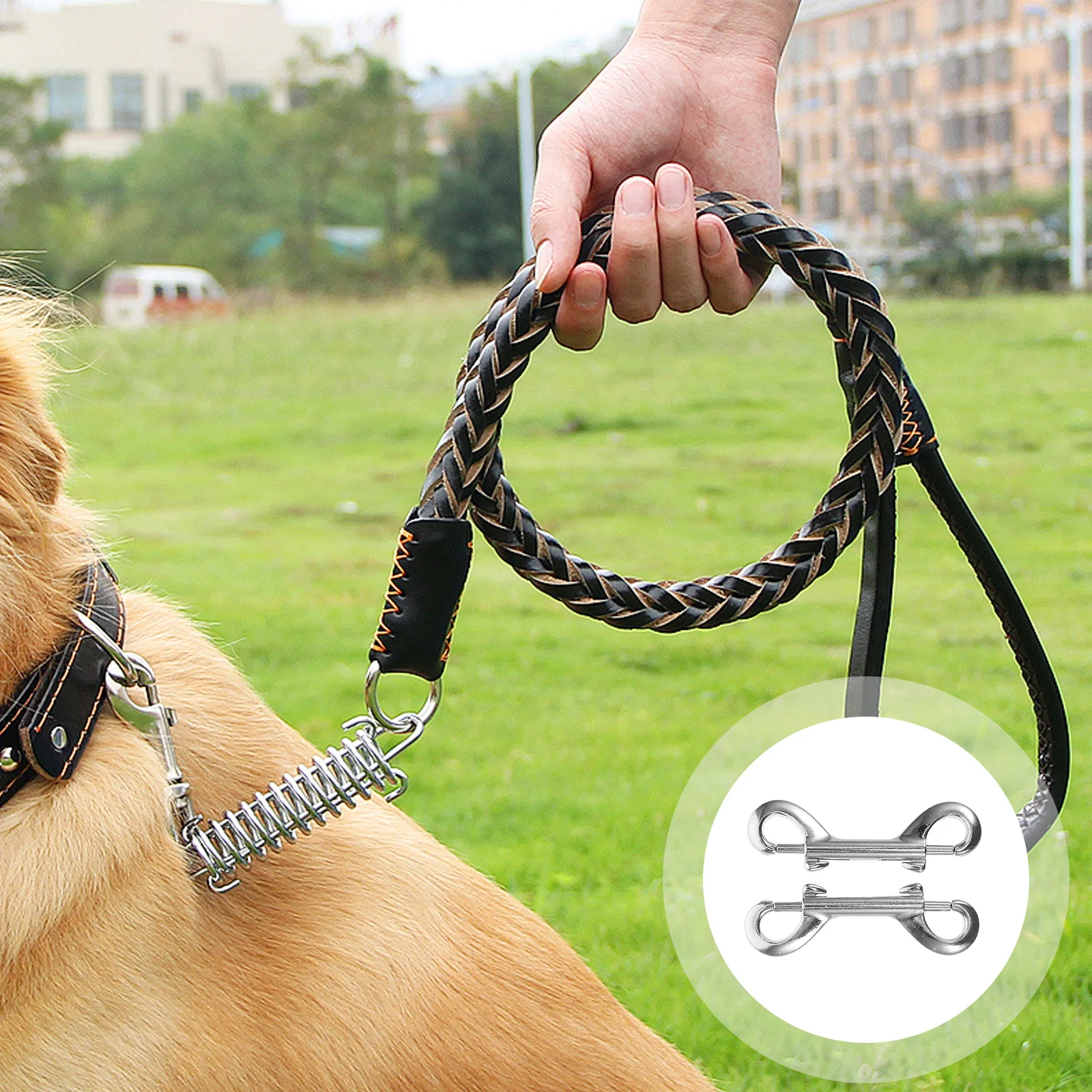 

2Pcs Double Ended Hook Buckles Zinc Alloy Spring Snap Clasps Durable Dog Collar Buckle Leash Clip Diving Clip Multi-Purpose
