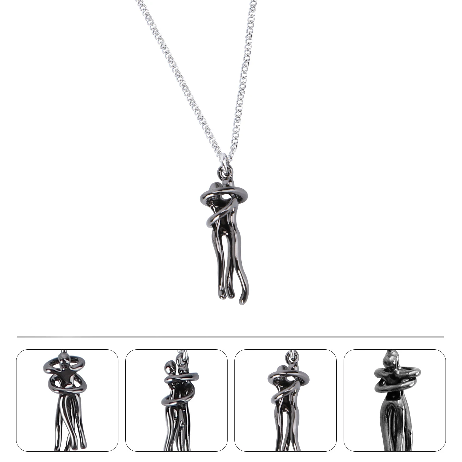 

Stylish Valentine'S Day Couple Hugging Necklace Brass Love Witness Jewelry For Birthday Party Daily Wear Lovers' Pendant