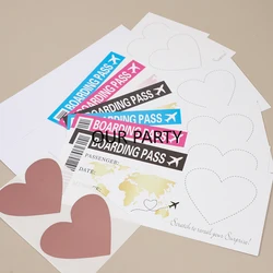 1Set Boarding Pass Theme Scratch Off Game Card Wedding Invitation Cards with Envelope for Birthday Bachelorette Party Decoration