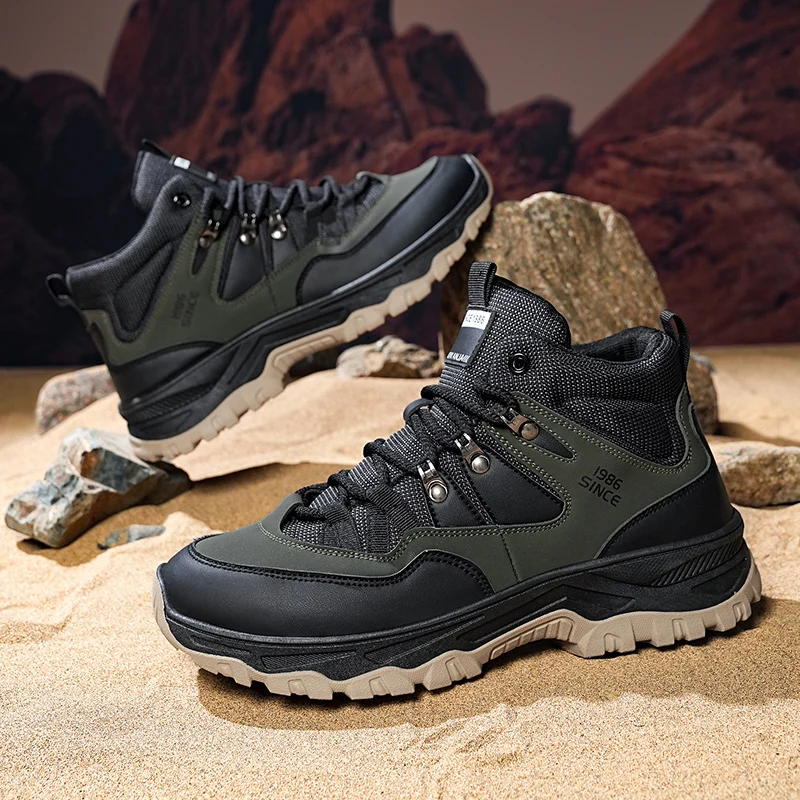 

High top boots men new casual fashion comfortable thick soled anti slip wear-resistant outdoor lightweight casual workwear boots