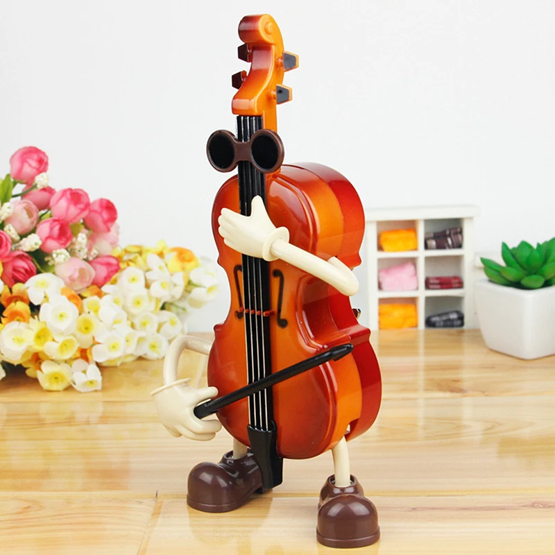 New Violin Music Box Cartoon Kawaii Swing Guitar Sculptures Creative Christmas Gift Music Box Modern Desk Home Decor