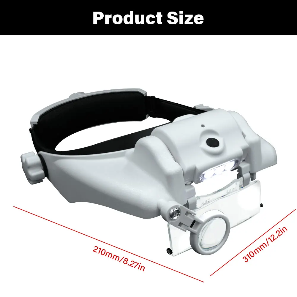 

New Headband Magnifying Glass LED Magnifier Eye Glasses Optical Glass Tool Repair Rechargeable Illuminated Magnifier For Reading