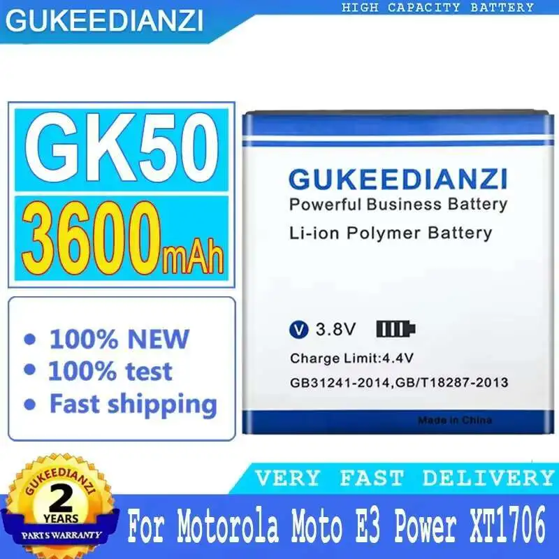 

Safe 3600mAh Reliable Replacement For Motorola Moto E3 Power XT1706 Mobile Phone Battery GK50