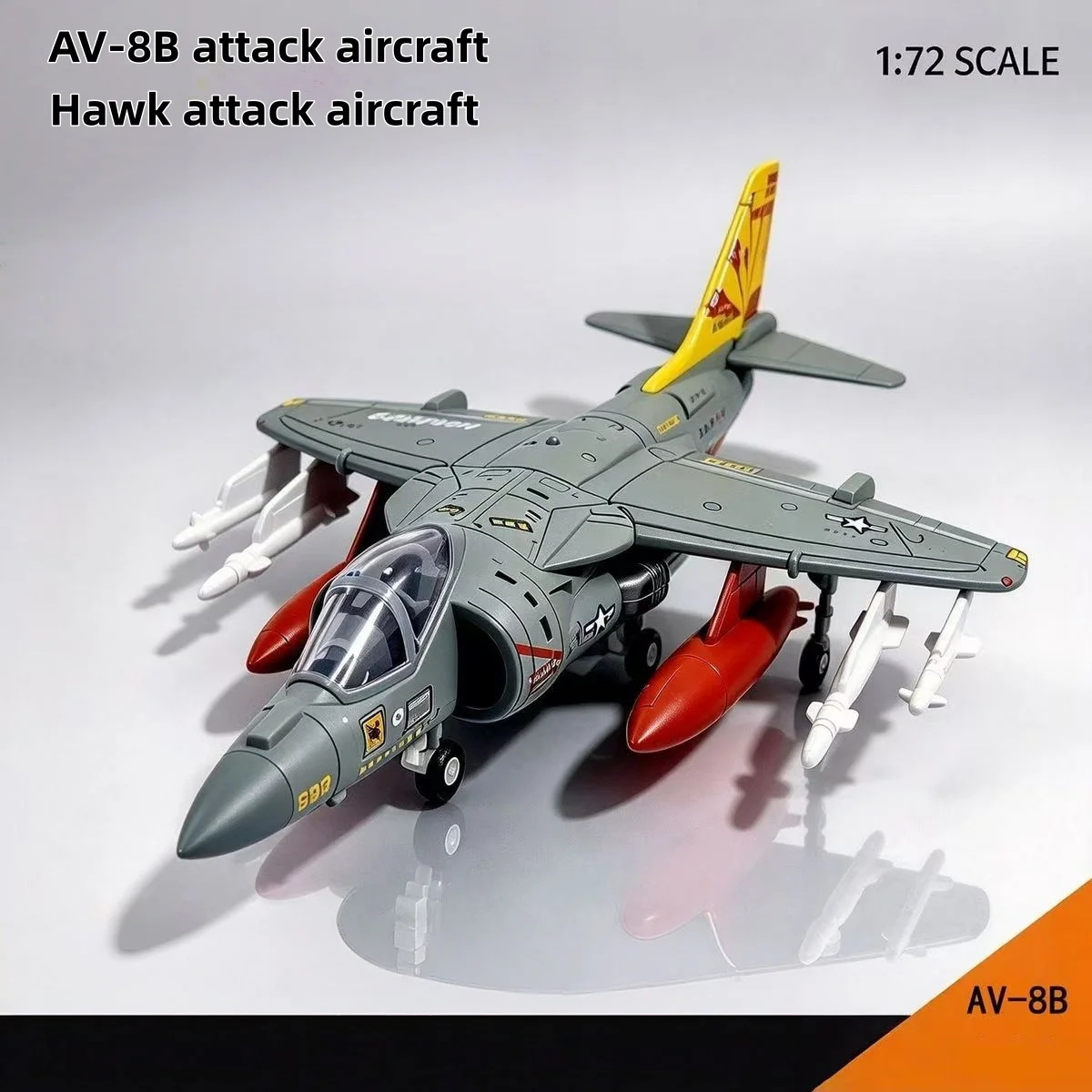 AV-8B Harrier Attack Aircraft Fighter ABS 1/72 Scale Aircraft Plastic Model Planes Creative Military Assembly Model Building Gif