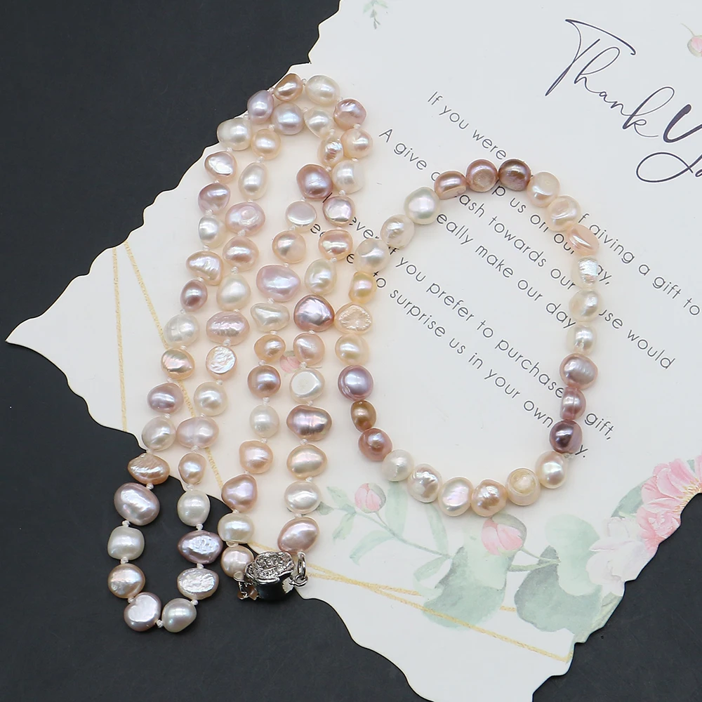 

Mix-color Natural Baroque Pearl Jewelry Sets 6-7mm Freshwater Pearl Necklace And Bracelet Fashionistas Unique Jewelry Gift 1 Set
