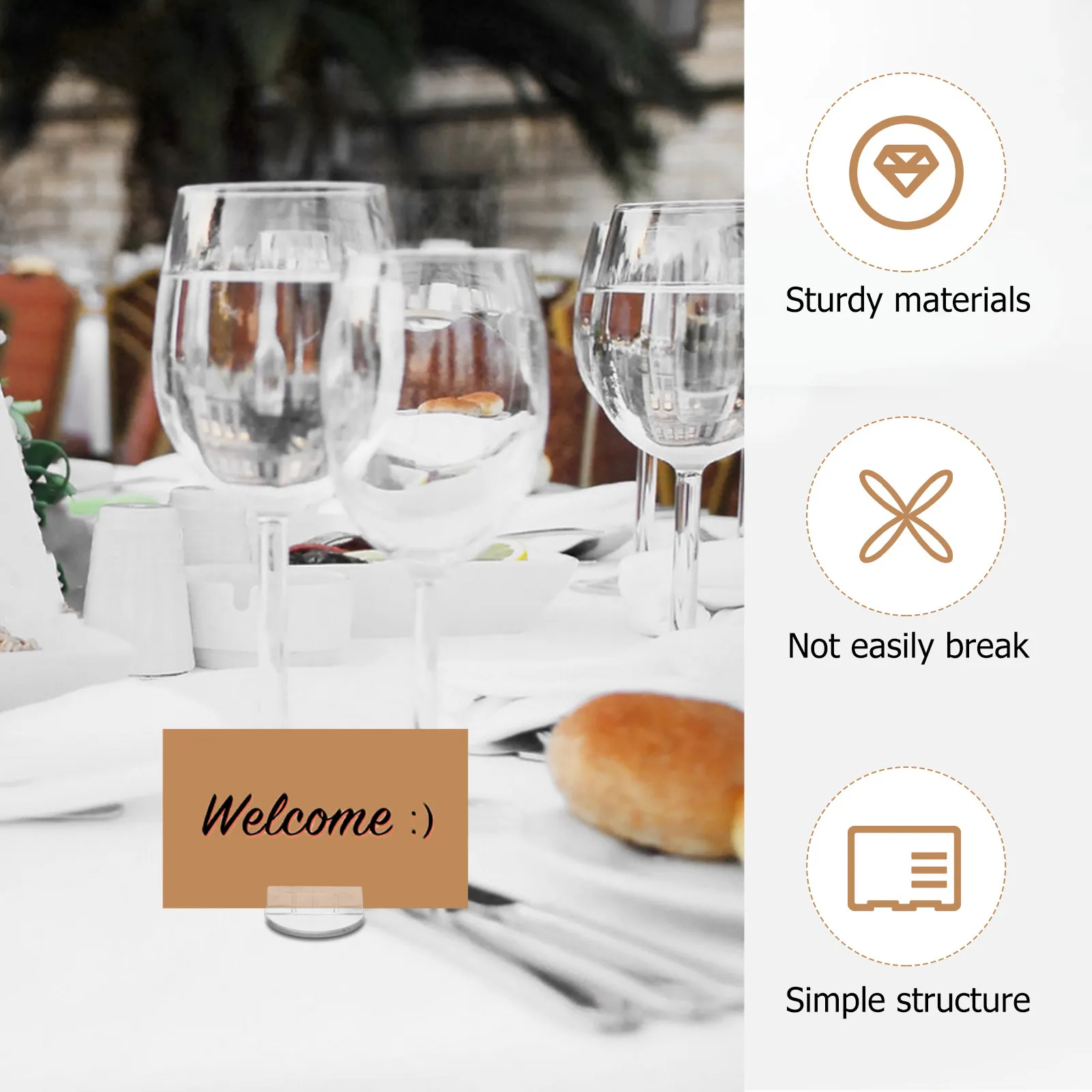 100Pcs Clear Round Table Card Holder Transparent Desktop Business Card Stand for Restaurants Events Offices Menu Place Cards