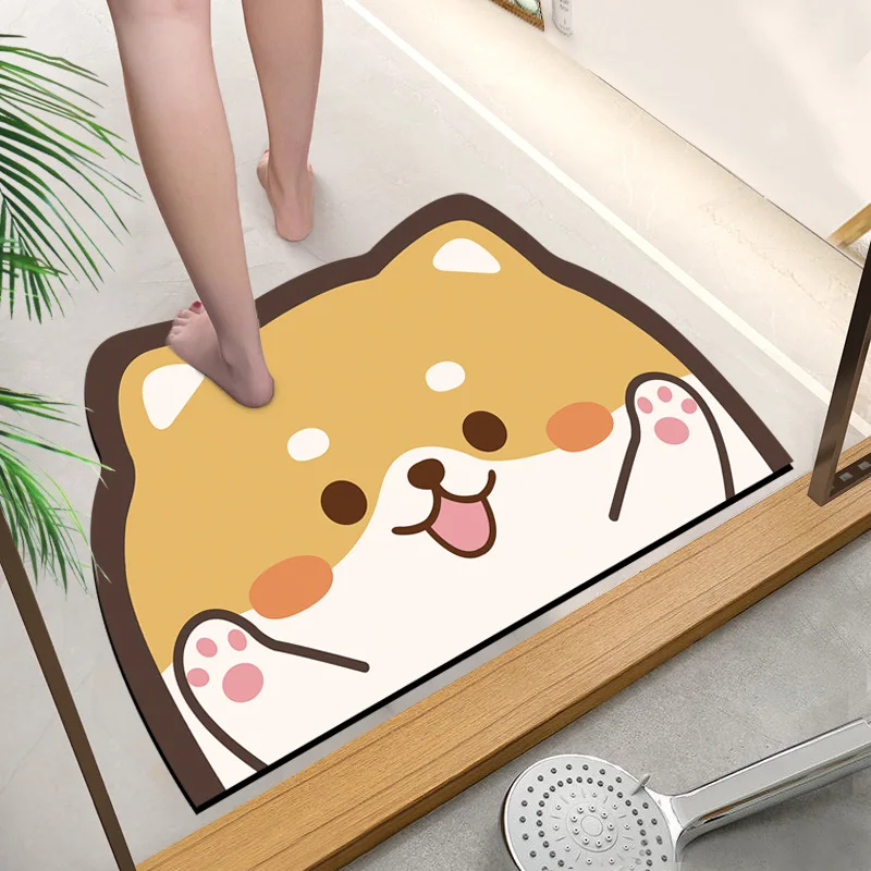 VIKAMA Panda Crystal Velvet Floor Mat At The Bathroom Entrance, Water-Absorbing And Anti-Slip Stepping Door Rug, Home Decoration