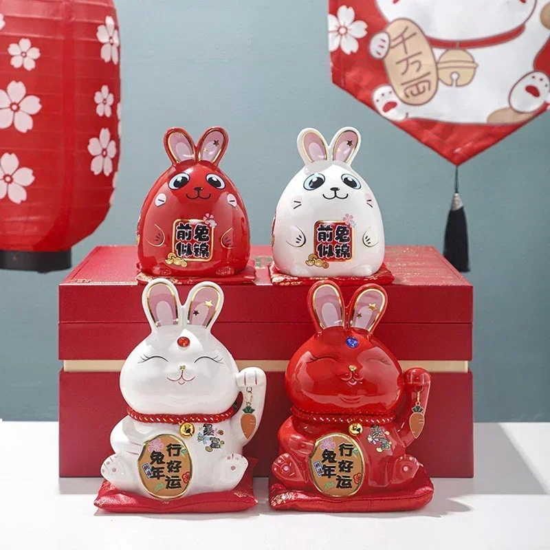 

Creative ceramic rabbit ornament piggy bank cartoon living room desk car decoration home decoration ceramic craft gift