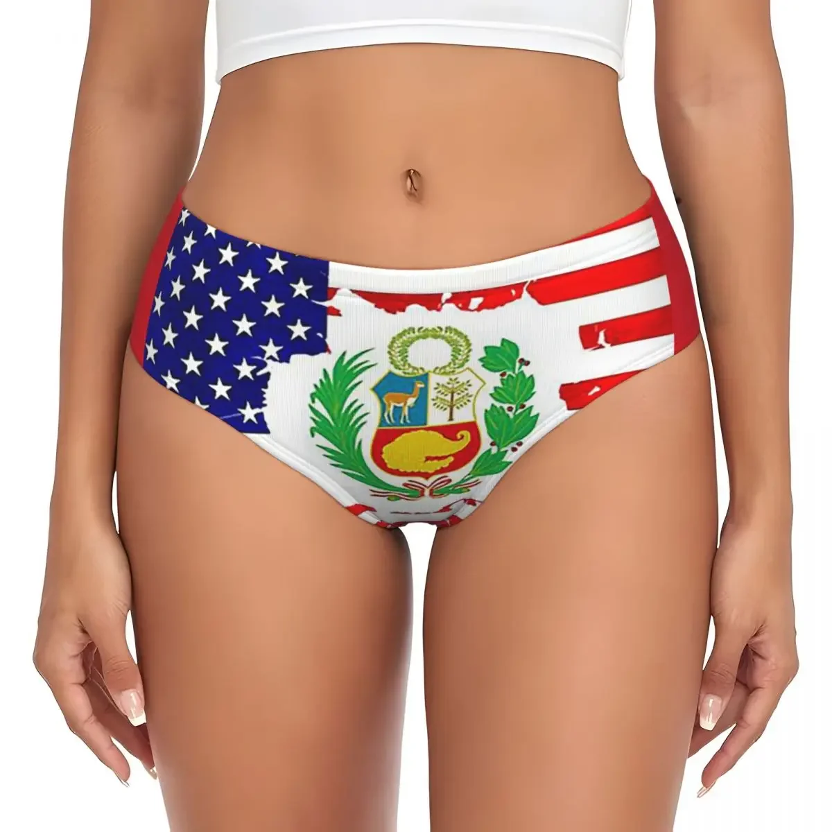 

Комбинированные трусики с перуанским американским флагом на заказ, женские удобные трусы, нижнее белье, дышащие женские трусы