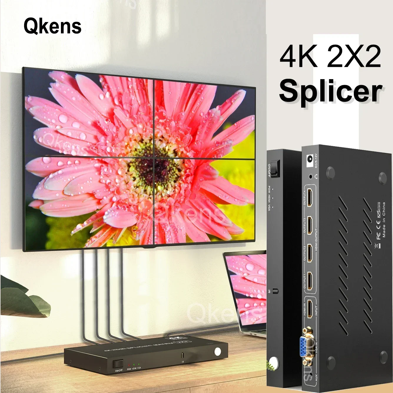 4k HDMI 2x2 Video Wall Controller 1080P VGA Splicing Matrix 1x2 1x3 1x4 2x1 3x1 4x1 Multi Screen Splicing Processor TV Splicer