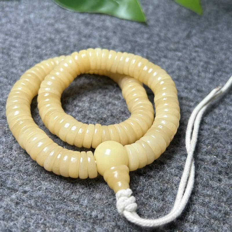 Natural Primary Color Old Camel Bone Jadified Pork Intestine Old Type Barrel Beads Camel Bone108Prayer beads bracelet Bone Craft