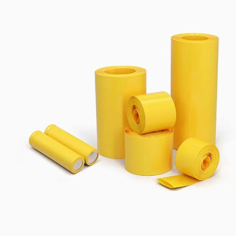 Tubo termorretrátil de pvc amarelo 18650 bateria de lítio isolamento proteção embalagem filme manga poeira tubo retrátil