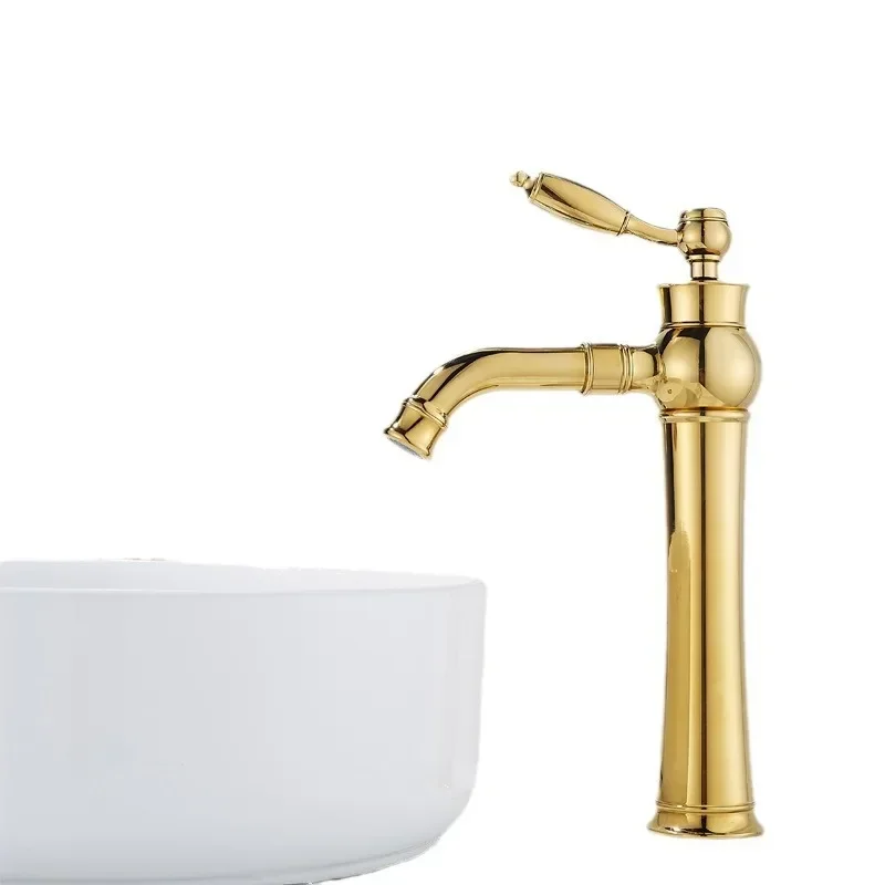 

Home Bathroom Accessories, Golden Washbasin, Hot and Cold Faucet