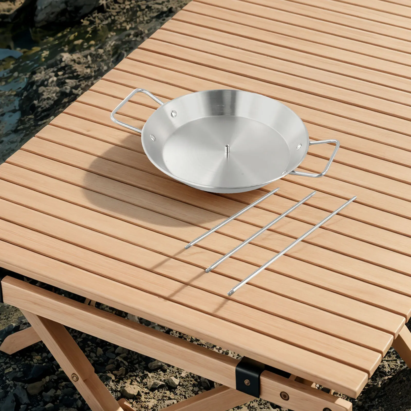 

1set Grill Plate With 3pcs Skewers BBQ Vertical Skewer For Grill Chicken Accessories Stainless Steel Home Improvement Parts