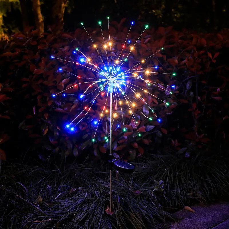 NEW Solar Fireworks Lights Outdoor Waterproof Solar Garden Lights 8 Lighting Modes With Remote Control Decorations Light