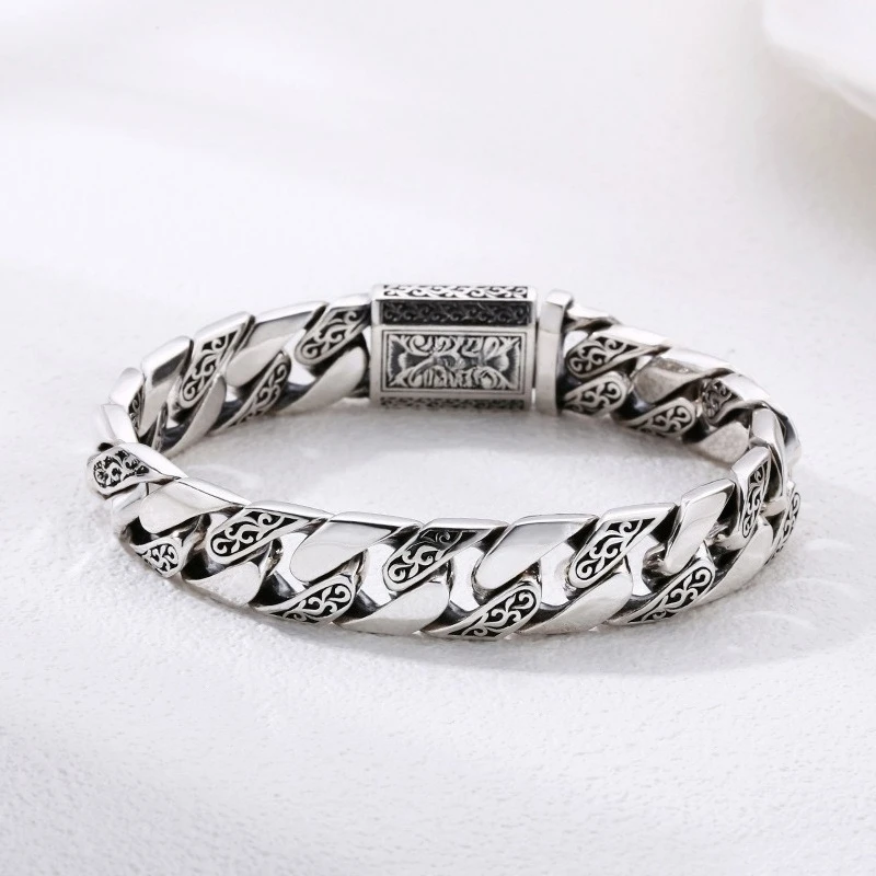 QN Vintage Tang Grass Cuban Chain Bracelet for Men – China Chic Retro Jewelry Trendy Hip Hop Unisex Fashion Accessory