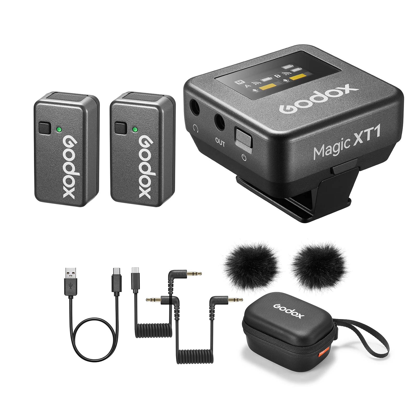 Godox Magic XT1 One-Trigger-Two 2.4G Wireless Microphone System  Intelligent Noise Cancellation OLED Touch Screen