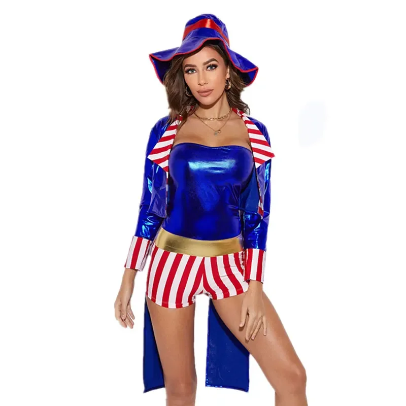 

2024 New Fashion Sexy Female Ringmaster Lion Tamer Costume Circus Trainer Female Magician Cosplay Party Fantasia Fancy Dress