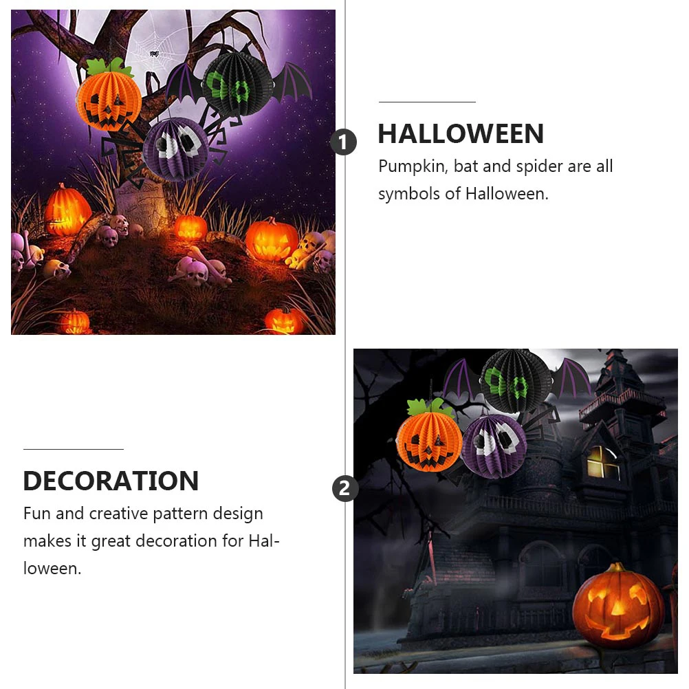 

9Pcs Halloween Paper Lantern Bat Pumpkin Spider Foldable Hanging Decoration Indoor Outdoor Festival Party Lanterns