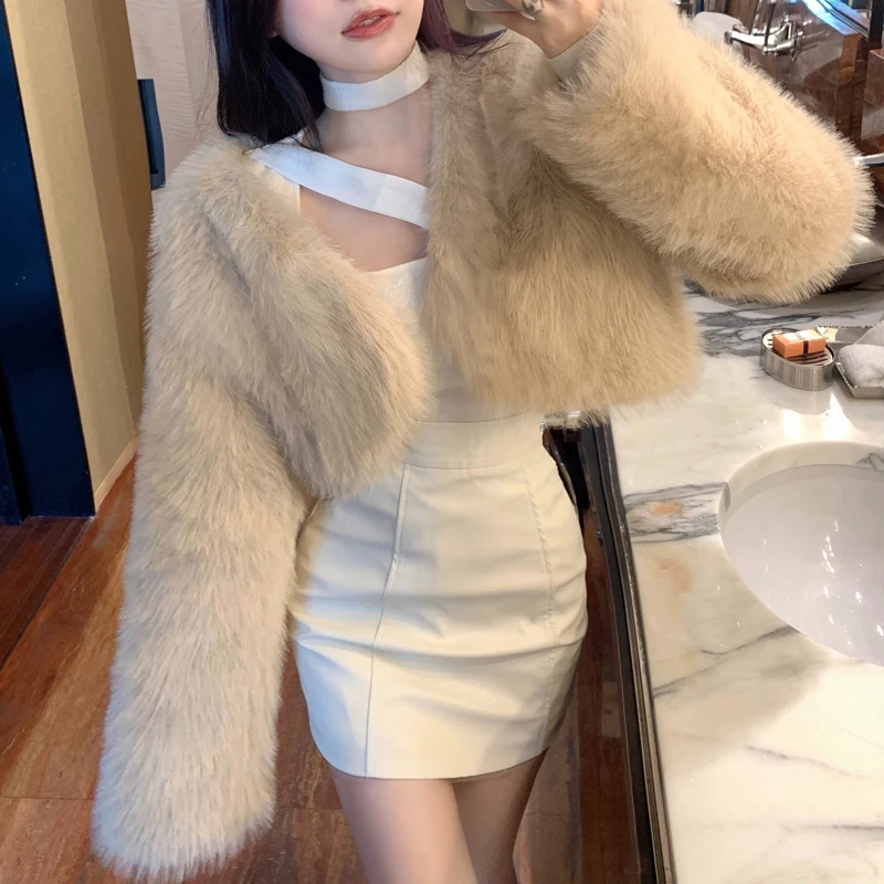 High-quality thirteen-line autumn and winter new Korean version of the high-end slim short curved fox fur coat