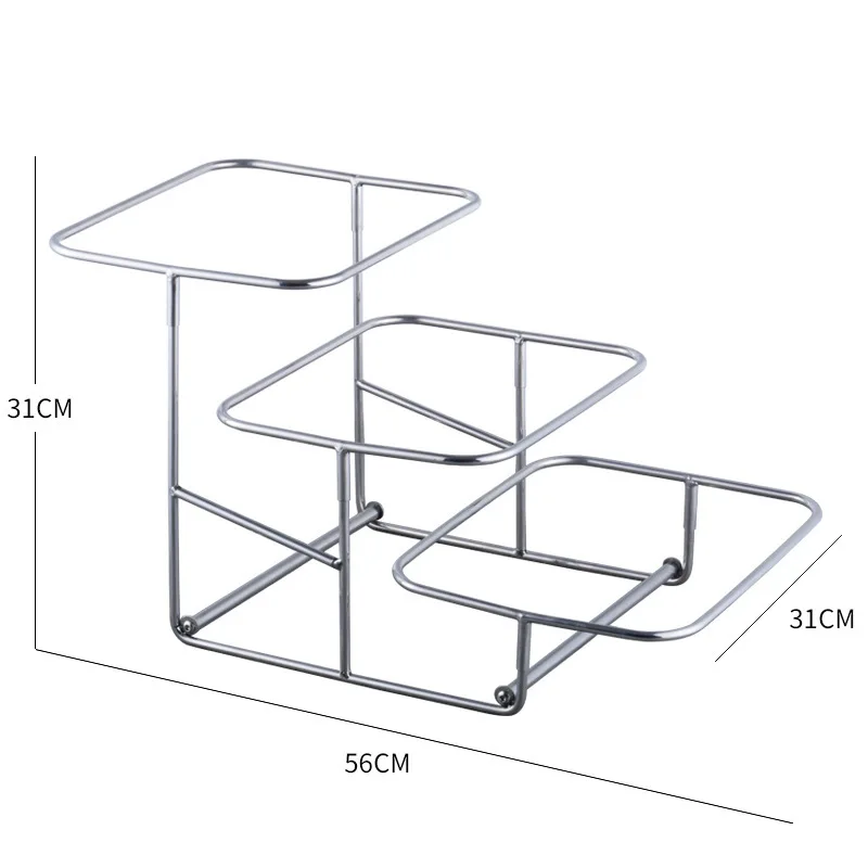 Three-layer fruit plate bread snack buffet display stand Stainless steel buffet display stand