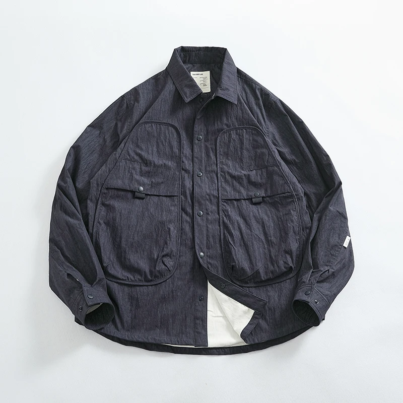 2025 new high arcade can wind loose jacket jacket men\'s fashion all-in-one lapel waterproof outdoor work shirt