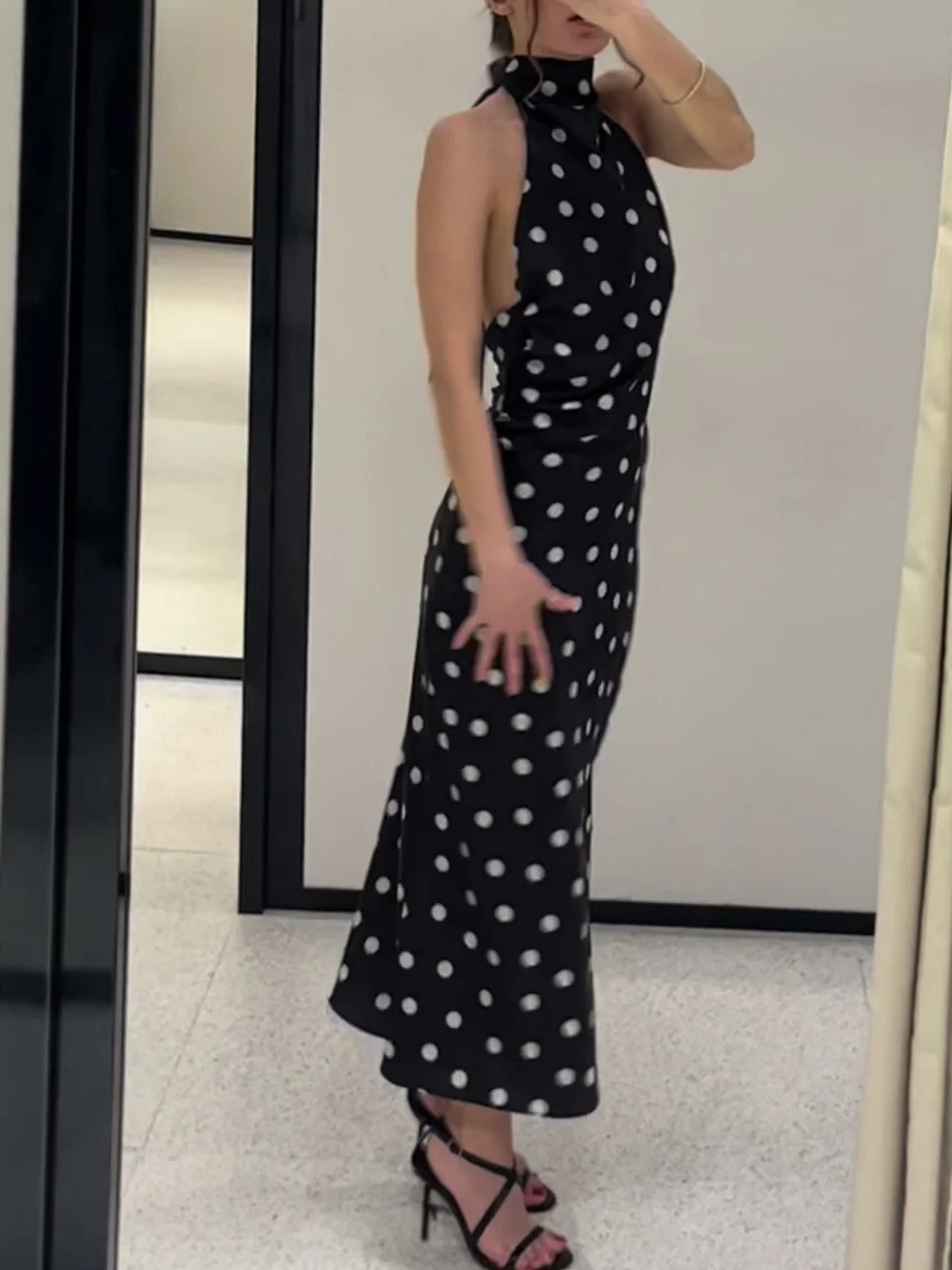 

Chic Moon Pattern Long Dress for Women Elegant Neck-mounted Sheath Design with Zipper Bow Detail Vintage Style Fashion 2025