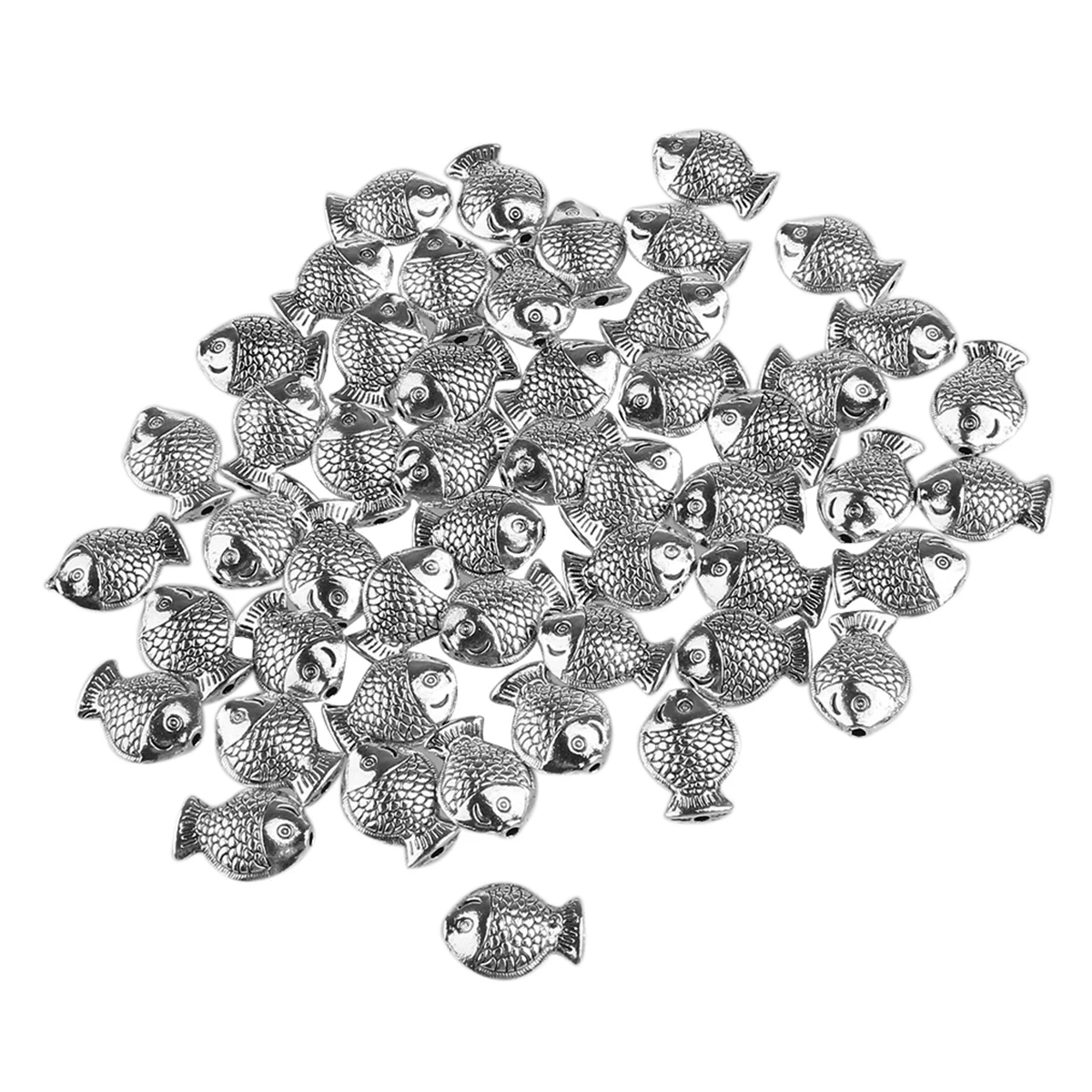 

50 Pcs Fish Beads Tiny Spacer Jewelry Findings for Making Alloy Charms Bracelet