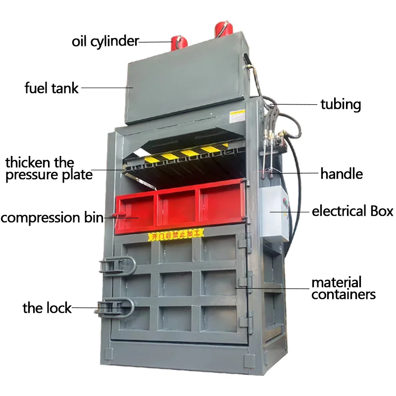 Vertical Baler Machine Hydraulic Baling Machine For Scrap Metal Waste Plastic Bottles Cans Old Clothes Packaging