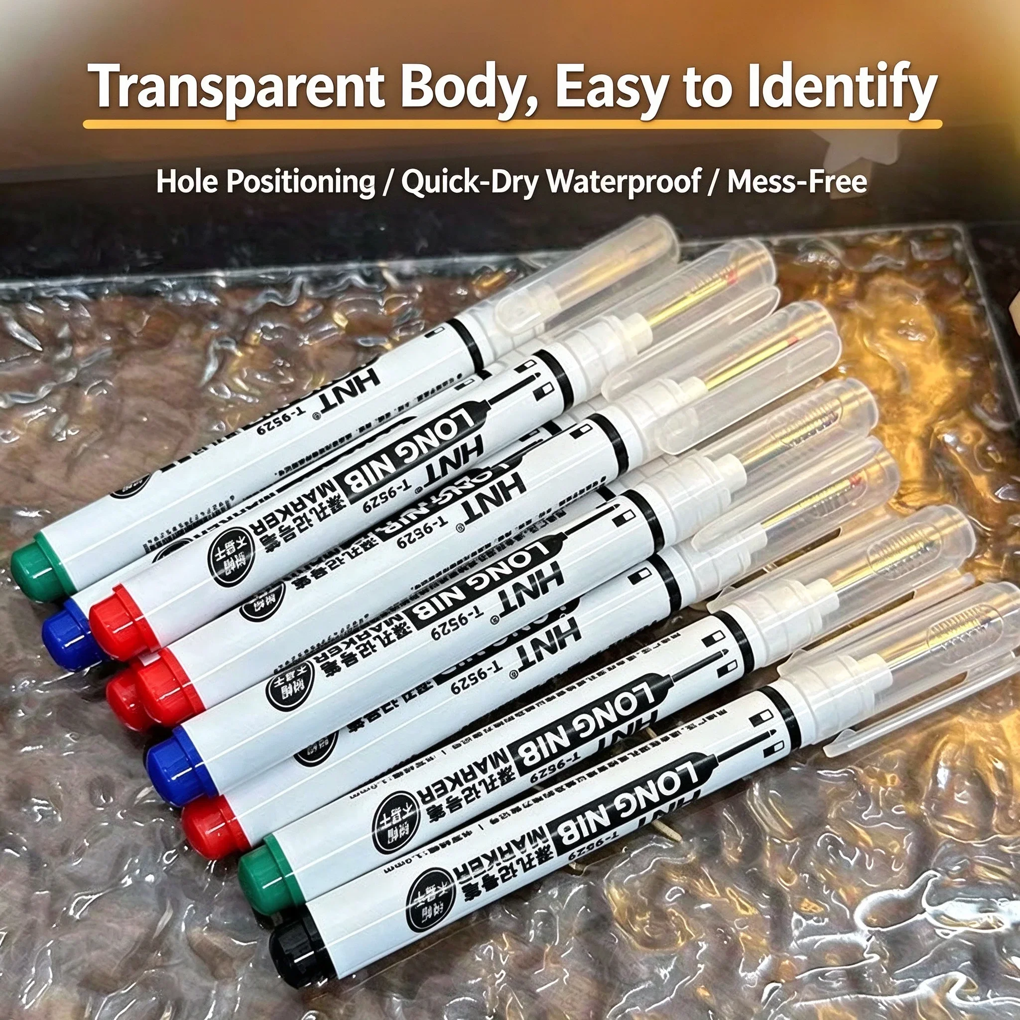 8-16Pcs 20mm Deep Hole Marker Long Nib Oil-Based Waterproof Pen for Metal Woodworking Tile Glass Ceramic Multi-Purpose