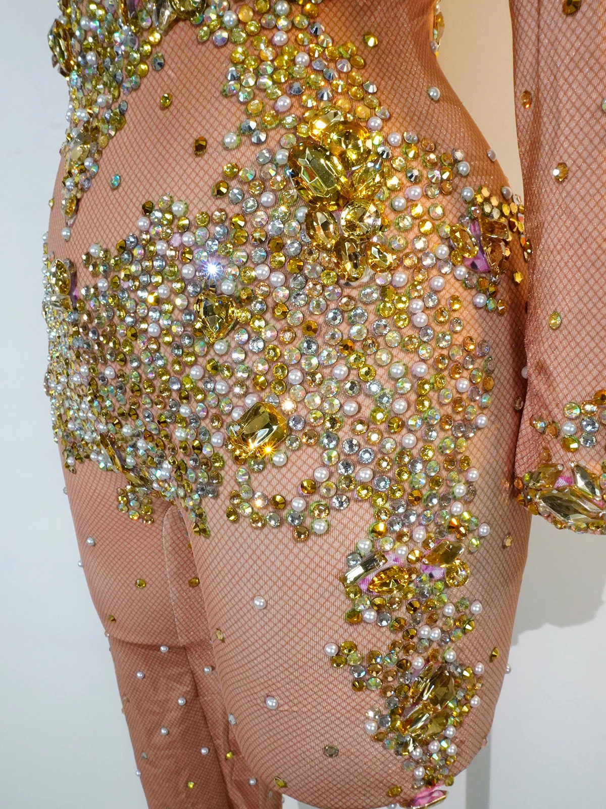 คริสตัลหรูหราJumpsuit Rhinestonesประกายบอดี้สูทไนท์คลับVIP Party Pole Danceเครื่องแต่งกายประสิทธิภาพQueensชุด ​