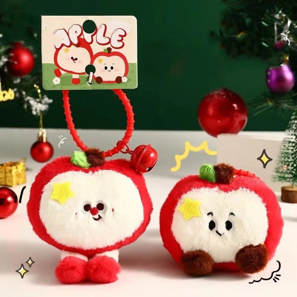 Portachiavi creativo con frutta di Natale, cartone animato, portachiavi con campana in peluche, ciondolo, regalo di Natale, portachiavi con peluche morbido