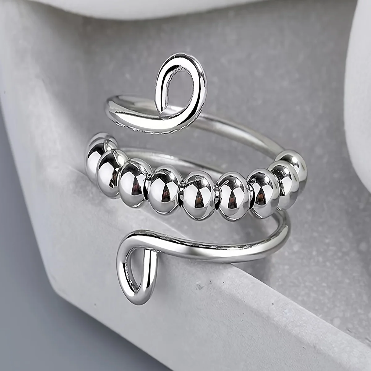 

Медное двухслойное вращающееся кольцо с бусинами для женщин