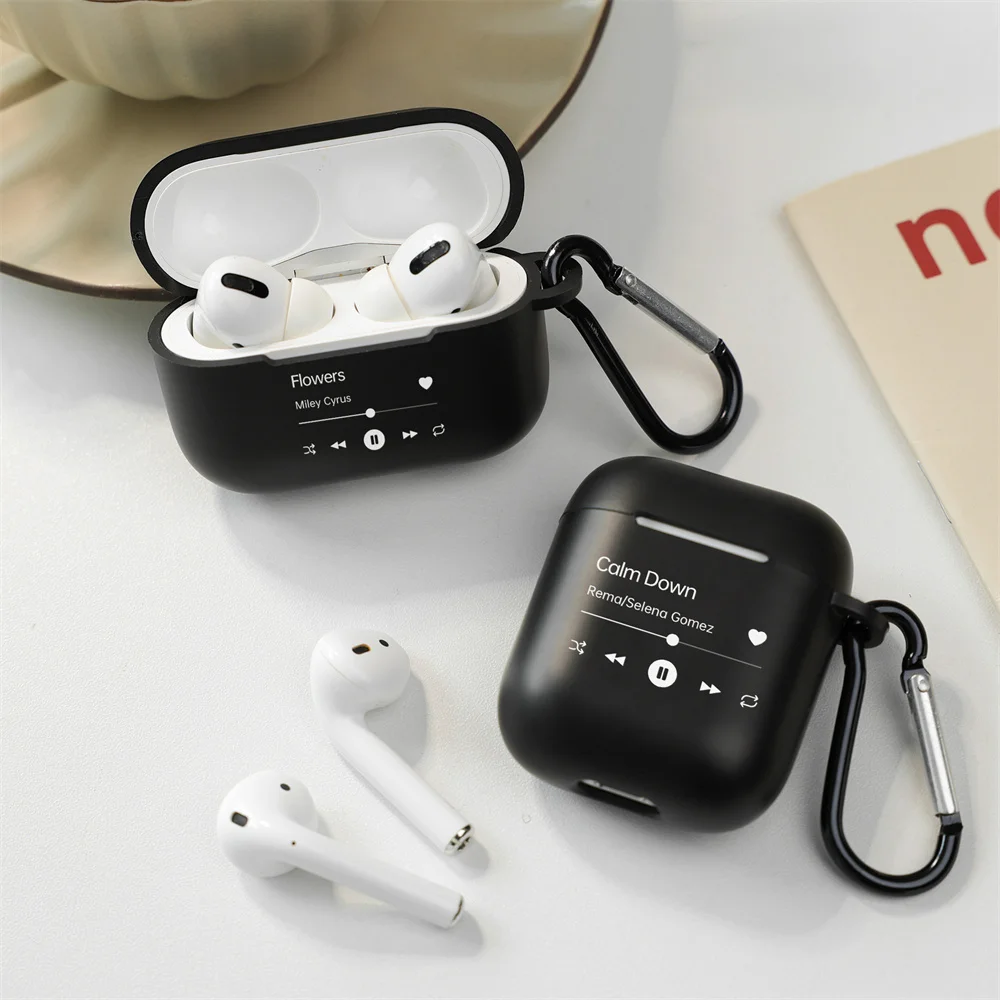 اغنية مخصصة اغنية الموسيقى البلاك لاجهزة ابل Airpods ، غطاء سيليكون ناعم ، حافظة صور شخصية ، Airpods Pro 1 ، 2 ، 3