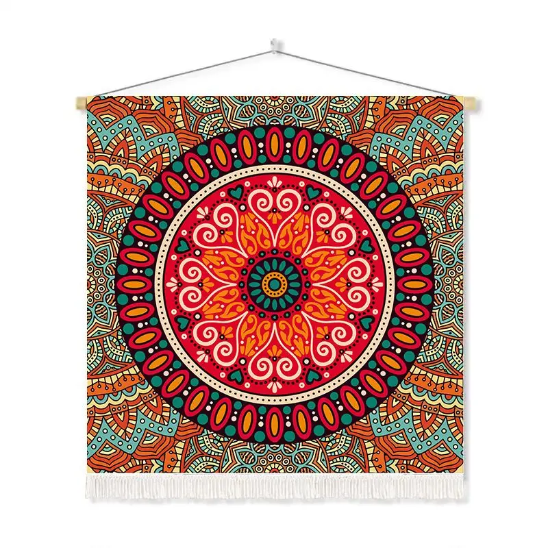 VIKAMA Retro Bohemian Mandala Tapestry Ethnic Wall Hanging Polyester Backdrop Bedroom Dorm Living Room Boho Aesthetic Home Decor