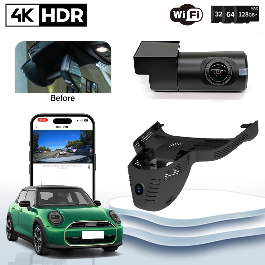 

4K Dash Cam for BMW MINI Cooper/Cooper S/Hatchback/Electric EV 2025 2026,Video Recorder,APP Control,Plug&Play OEM Style Dashcam