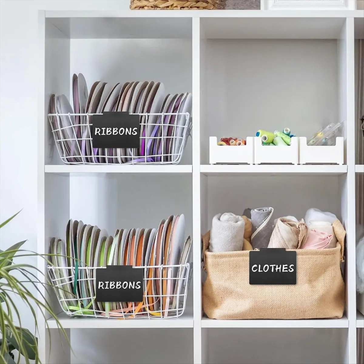 Basket Labels Clip on for Storage Bins - Plastic Removable Basket Bin Clip Labels Dry Erase Basket Labels,32PCS-A73M